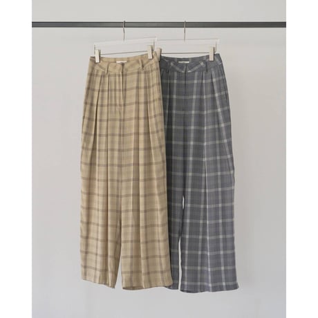 【anuke】Check Daubletuck Pants