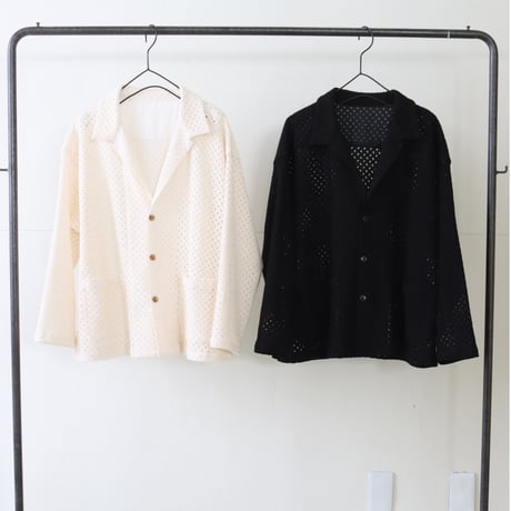 【LE MELANGE】ニット編み開襟シャツ