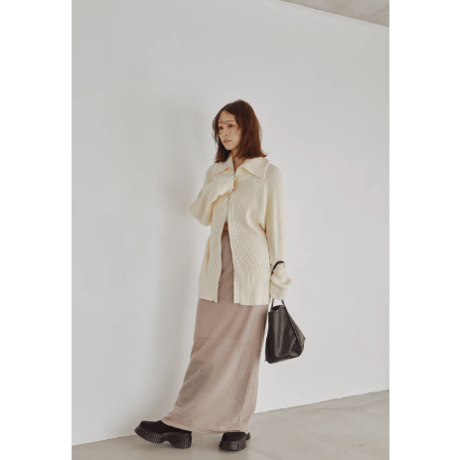 【Hella】Wide Collar Rib Zip Knit　※納期11月上旬～12月上旬