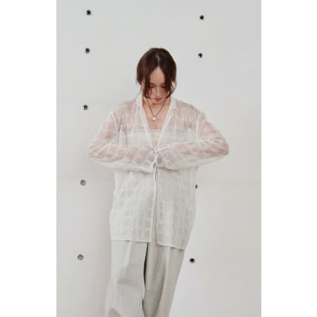 【Hella】embroidery check sheer jacket　※納期4月中旬〜5月中旬