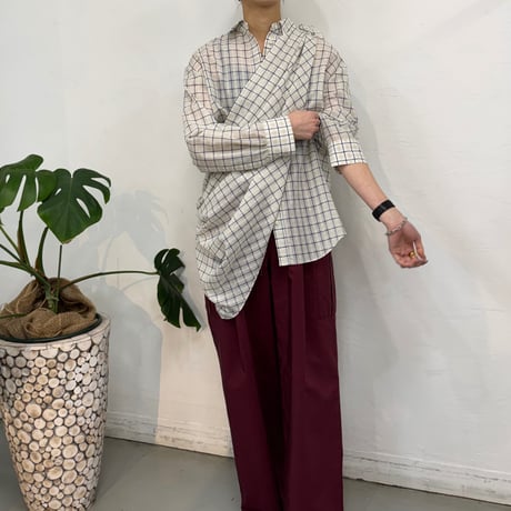 【cafune】sheer check scarf shirts