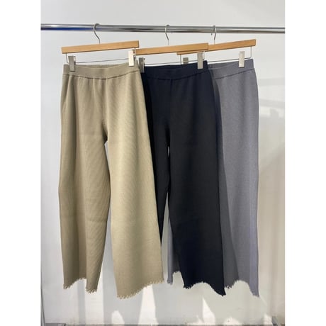 【ROSIEE】裾ダメージ加工リブパンツ