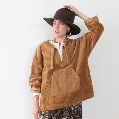 【LE MELANGE】 コーデュロイメキシカンプルオーバー