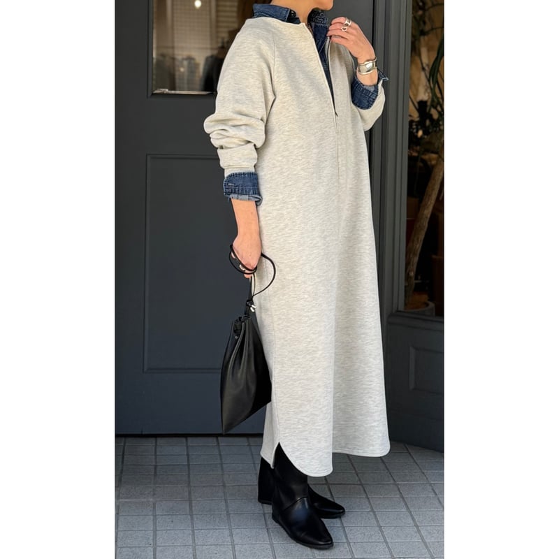 薄紫 ハーフジップ ワンピース kusukusu限定再販✨【CLOCHE】2Wayハーフジップワンピース