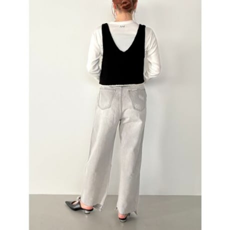 【YENN】HIGH RISE TUCK WIDE　ライトグレー