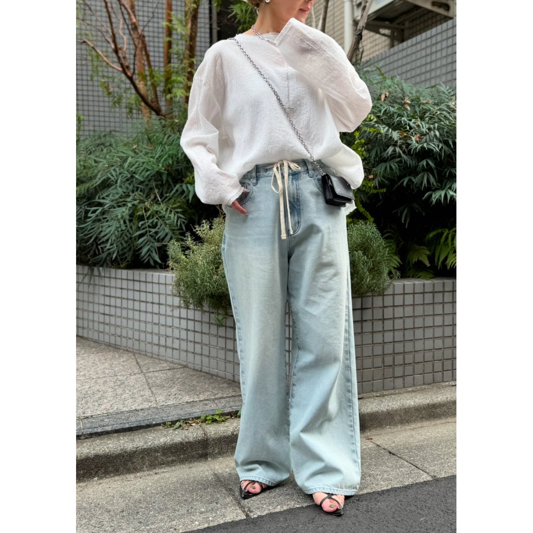 パンツ Cafune drawstringloose denim cafune】draw string loose denim | selectshop ku