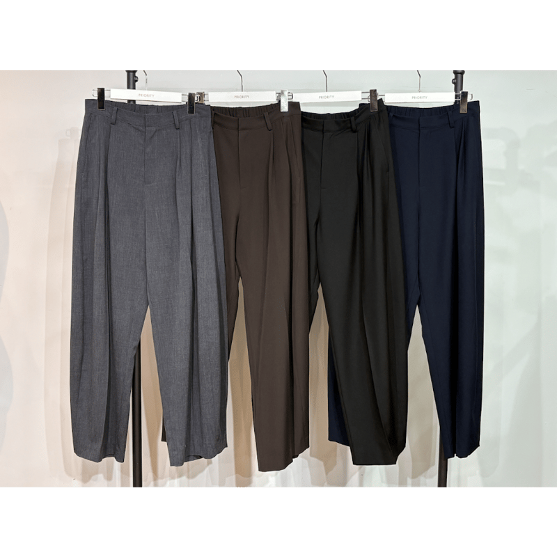 新品タグ付＊PRIORITY人気カーヴィパンツ　38 えりこ推しパンツ‼️【PRIORITY】2タックカーヴィーパンツ