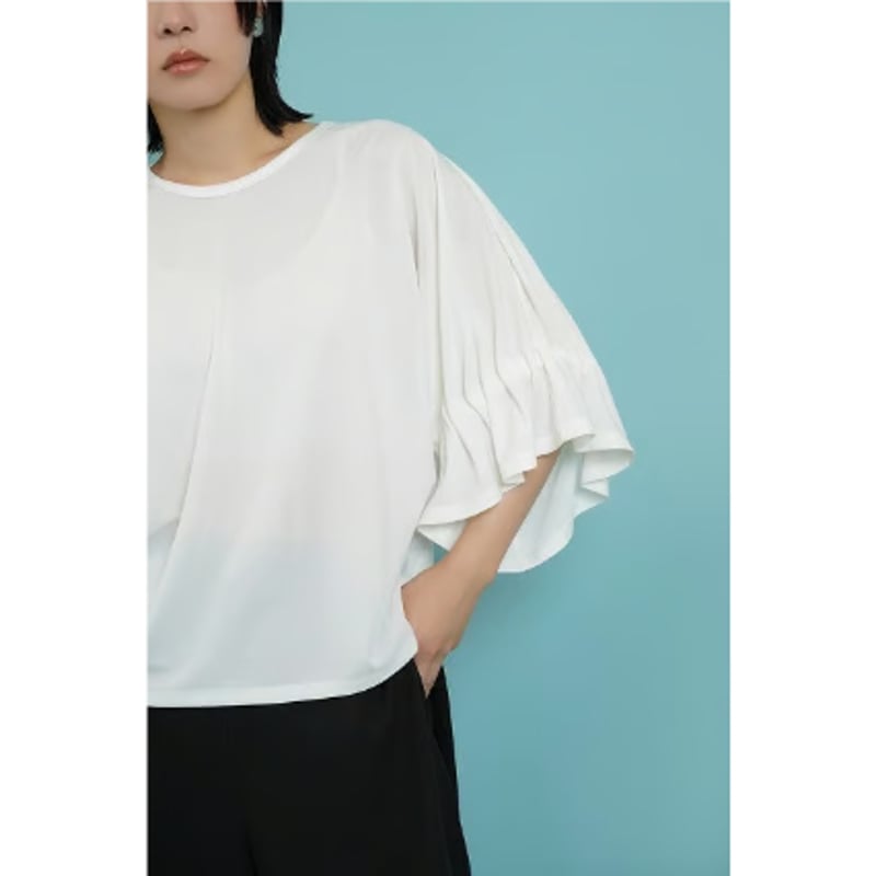 注目ショップ・ブランドのギフト CYAN TOKYO】ギャザースリーブジャージーTOPS kusu selectshop | トップス