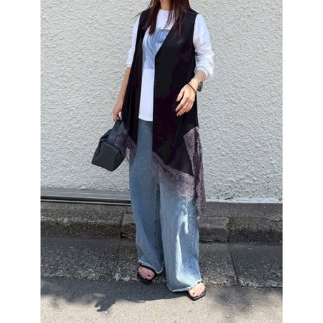 【ROSIEE】アシンメトリーサテンレースジレ
