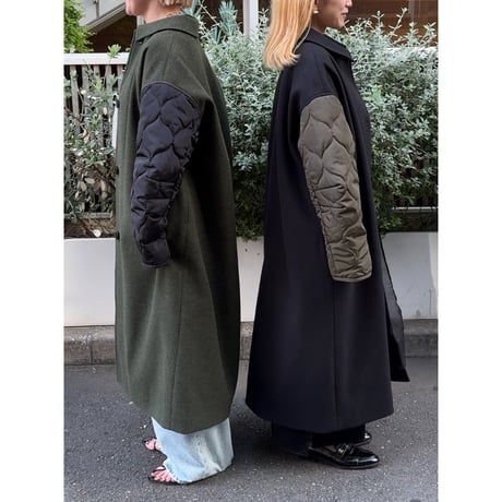 【NOMINE】 袖キルティングステンカラーコート