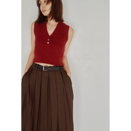 【Hella】Cropped Rib Knit Vest　※納期9月上旬～10月上旬