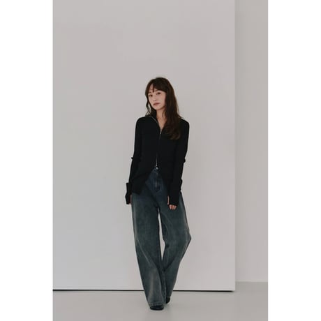 【Hella】zip up rib knit※納期10/上〜11/上