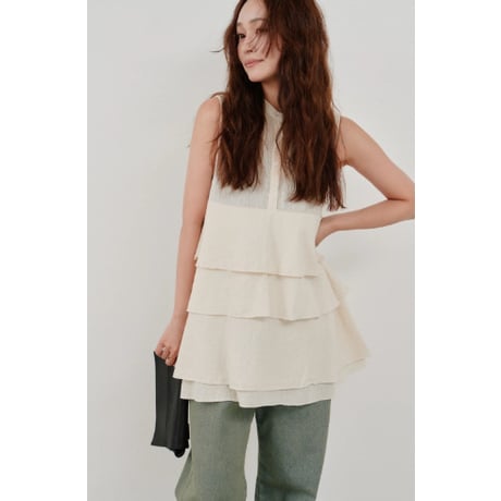【Hella】cotton crepe layer top　※納期5月中旬〜6月中旬