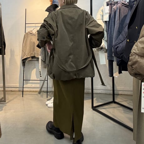 【cafune】peach taffeta stand coat