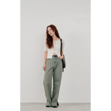 【Hella】side hem slit denim　※納期4月中旬〜5月中旬
