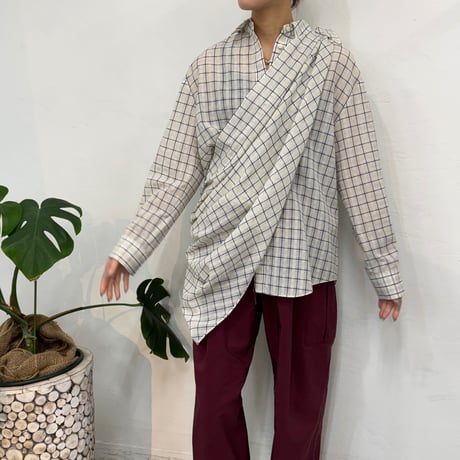 【cafune】sheer check scarf shirts