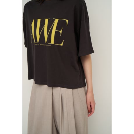 【CHIGNON】"AWE"ﾌﾟﾘﾝﾄｸﾛｯﾌﾟﾄﾞTee