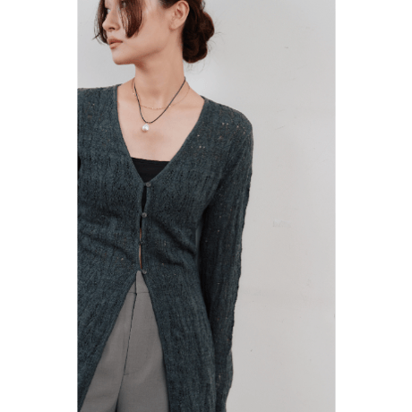 【Hella】crochet lace Vneck cardigan　※納期2月中旬〜3月中旬