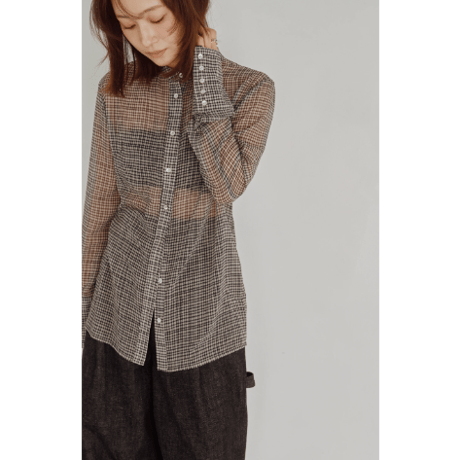 【Hella】Sheer Check Slim Shirt　※納期8月中旬～9月中旬