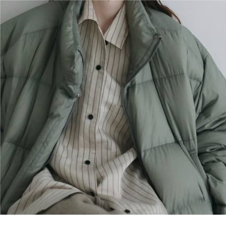 【anuke】Opencollar Stripe Shirts