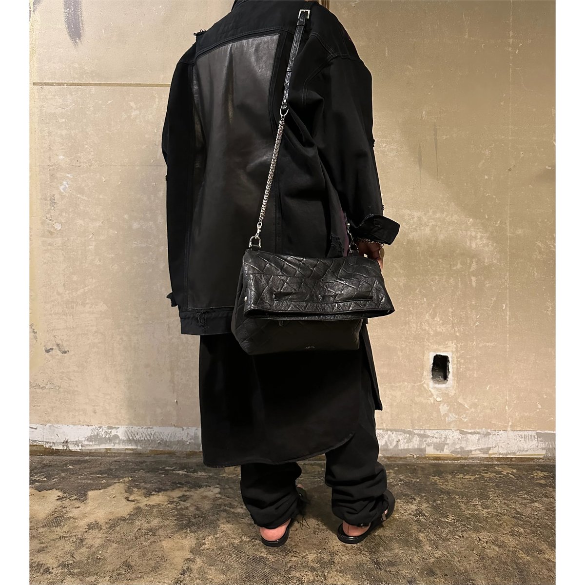 M.U.L.】フォルダブル 3way トート ブラックキルティング型押し