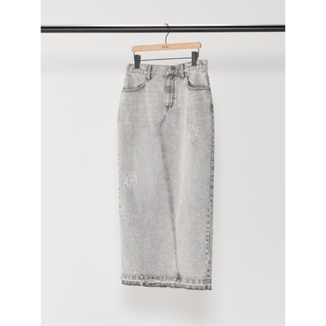 【YENN】BACK SLIT MAXI SK L/GRAY