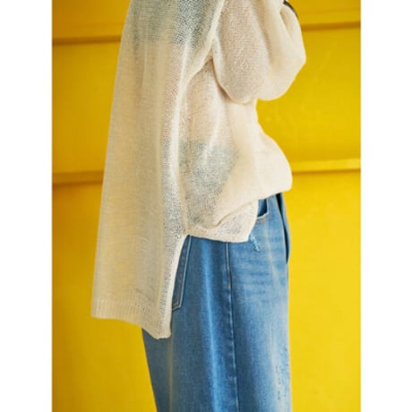 【YENN】SHEER LINEN KNIT TEE  ＊