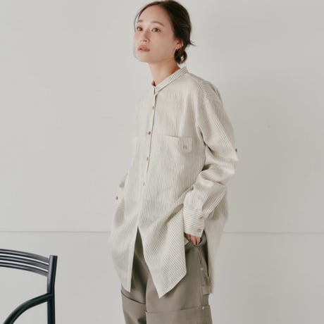 【Hella】linen stripe shirt  ※納期2/下〜3/下