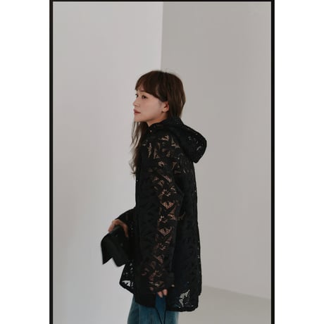 【Hella】flower lace hoodie※納期9/中〜10/中