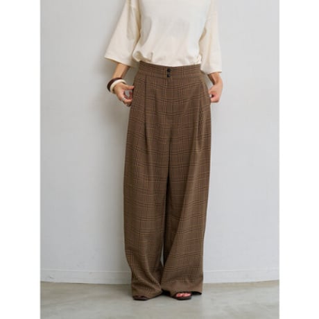 【YENN】PLAID 2TUCK WIDE PT