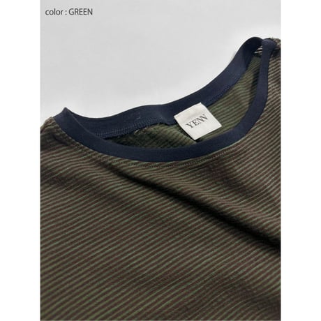 【YENN】STRIPED TWIST HEM TEE