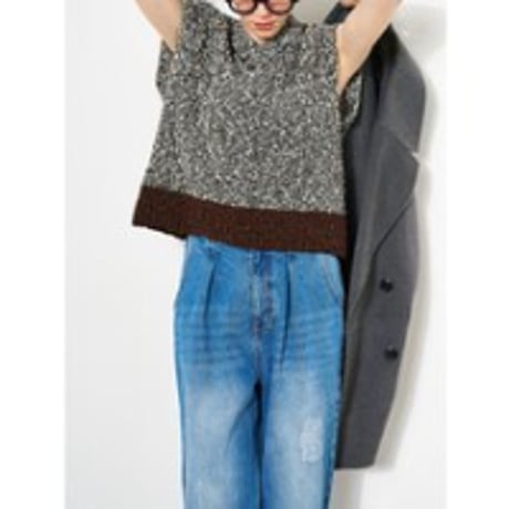 【YENN】BI COLOR KNIT VEST