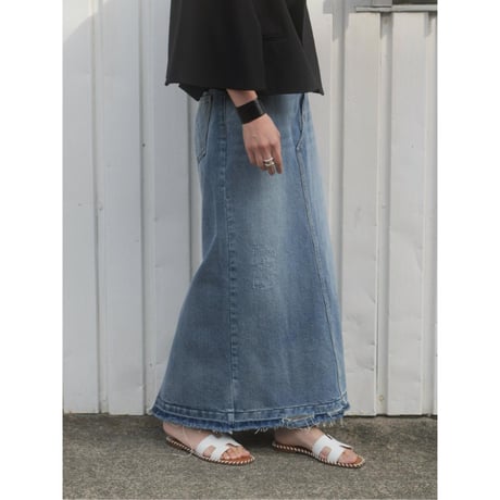 【YENN】BACK SLIT MAXI SK DENIM