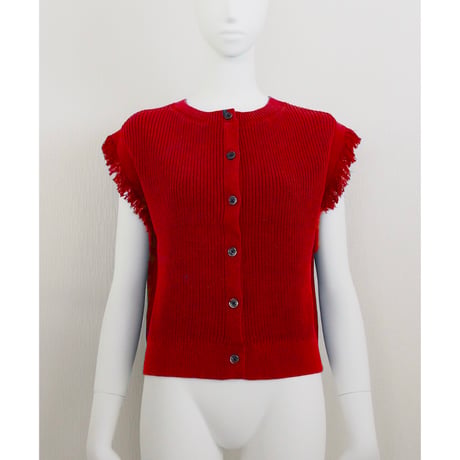 【Boutique Ordinary】2-Way Fringe Knit Vest ※限定カラーレッド