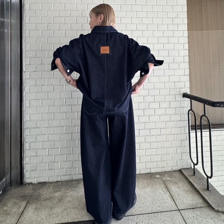 【cafune】10oz denim tuck pants