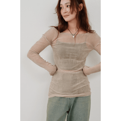 【Hella】flocky tulle top　※納期2月中旬〜3月中旬