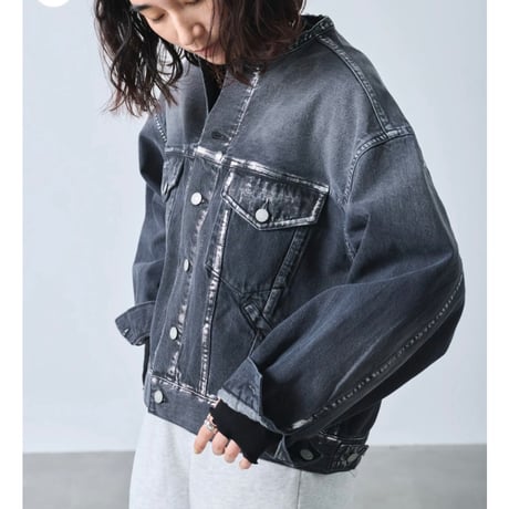 【KHA:KI】FOIL PRINT DENIM JKT