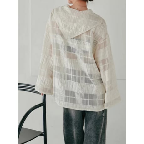【Hella】sheer check blouse ※納期3/下〜4/下
