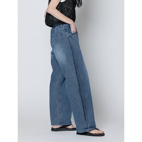 【YENN】SIDE PLEATED DENIM PT
