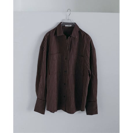 【anuke】Opencollar Stripe Shirts