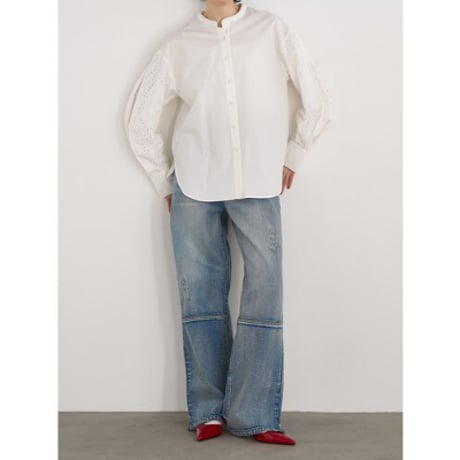 【YENN】EMBRO SLEEVE SHIRT※納期9/上〜9/中
