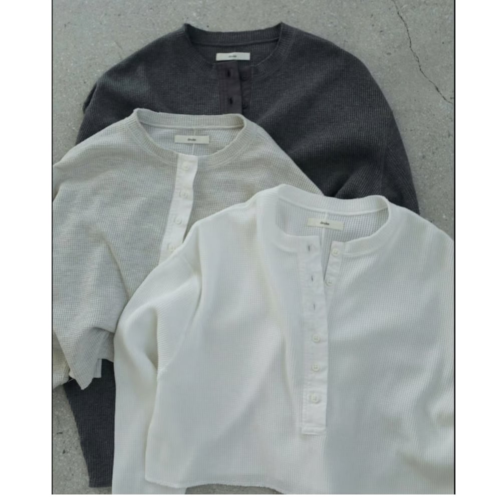 anuke】Waffle Henley Tops | selectshop kusukusu