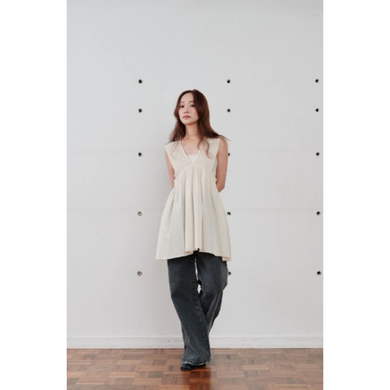Hella】cotton crepe gather top | selectshop kus