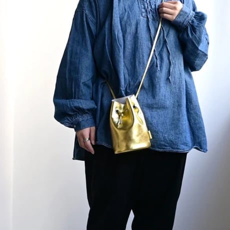 【blancle】M.LEATHER TUBE MINI DRAWSTRING　bc1175