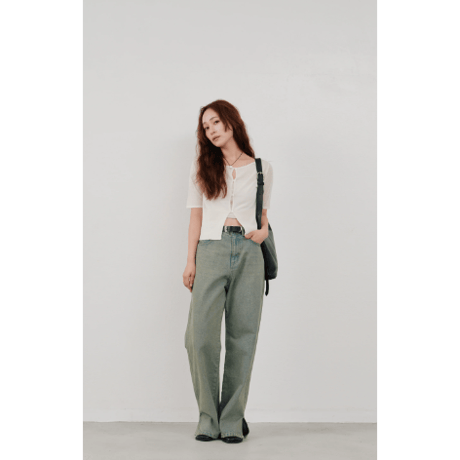 【Hella】cropped sheer knit cardigan　※納期4月中旬〜5月中旬