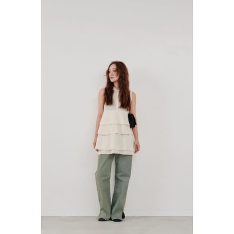 【Hella】cotton crepe layer top　※納期5月中旬〜6月中旬
