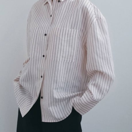 【anuke】Opencollar Stripe Shirts
