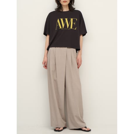 【CHIGNON】"AWE"ﾌﾟﾘﾝﾄｸﾛｯﾌﾟﾄﾞTee