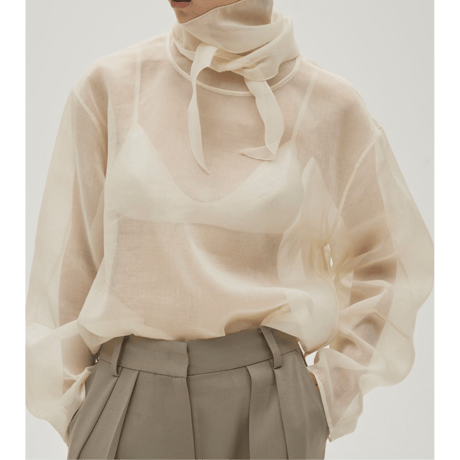 【TODAYFUL】Sheer Tie Blouse　※納期4月中旬〜5月中旬