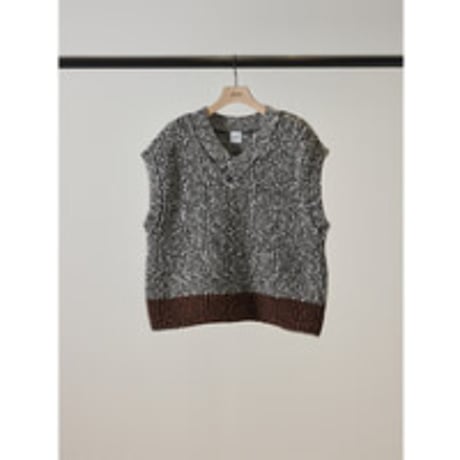 【YENN】BI COLOR KNIT VEST